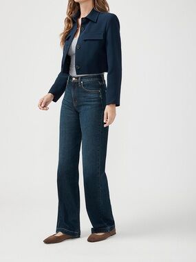 Silver Jeans Highly Desirable Trouser Size 28x31 Wide Leg Pants Dark Blue Cotton